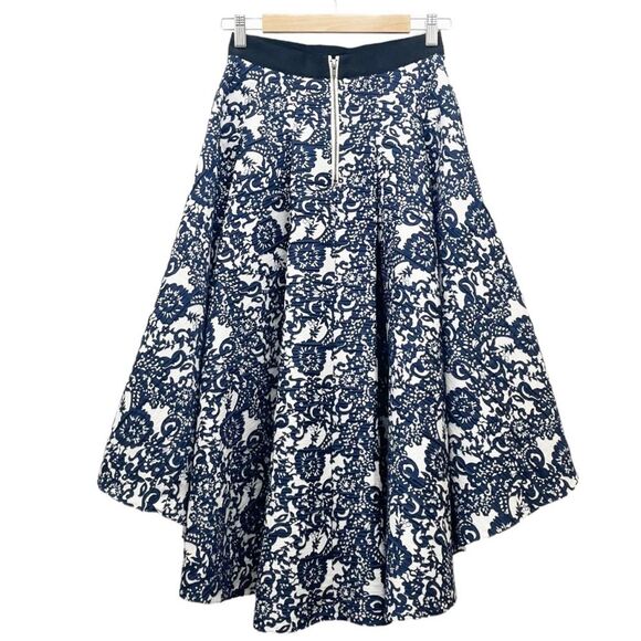 Anthropologie Sachin + Babi Women's Skirt Size 2 Navy & White Floral Flowy Hi Lo - Picture 3 of 16